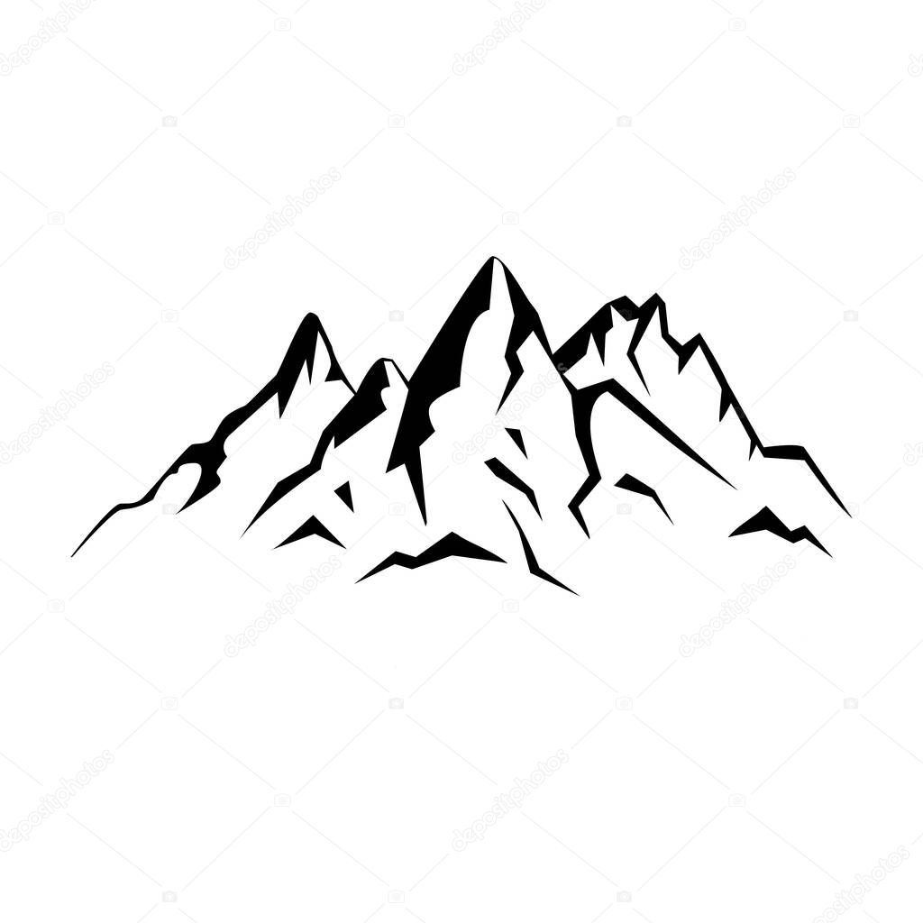 Mountains silhouettes vector. Hand-drawn rocky peaks.