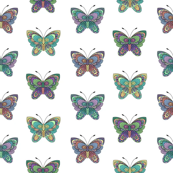 Bezszwowy Wzór Motyla Tło Pięknymi Kolorowymi Motylami — Wektor stockowy