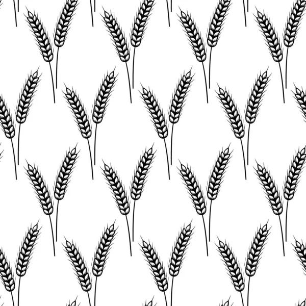 Пшеничный бесшовный узор. Цельное зерно, натуральный, органический фон для хлебобулочной упаковки. Векторный фон с пшеницей. — стоковый вектор