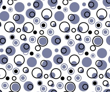 Mavi daireli ve noktalı geometrik desen. Kusursuz bir geçmişi var. Vektör illüstrasyonu.