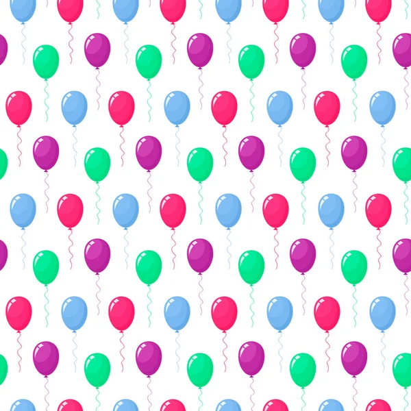 Globos patrón sin costuras. Fondo sin costuras con globos de helio de colores — Vector de stock