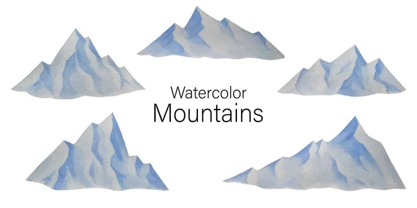 Montañas acuarela. Conjunto de vectores acuarela montañas. — Archivo Imágenes Vectoriales
