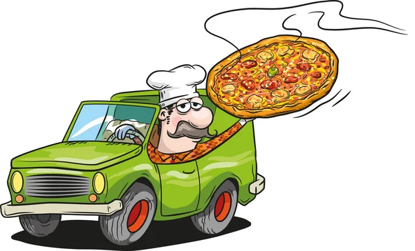 Levering van pizza — Stockvector