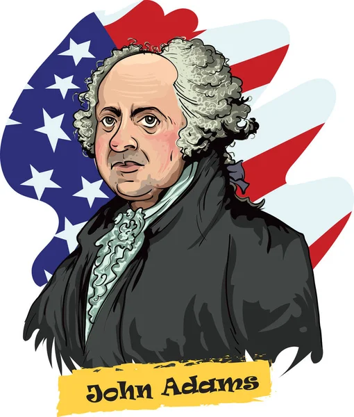 1797年から1801年までアメリカ合衆国第2代大統領ジョン アダムズのベクトル漫画風イラスト — ストックベクタ