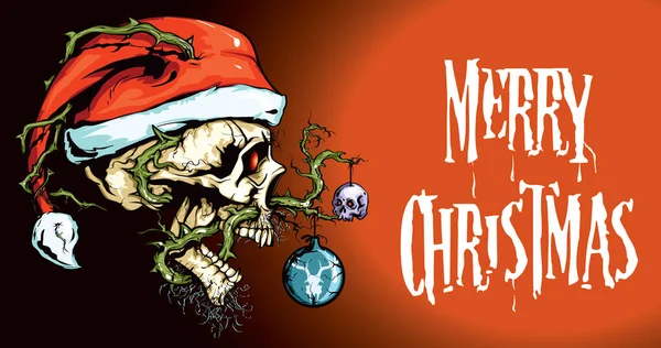 Векторна Ілюстрація Черепа Санта Клауса Підходить Різдвяної Листівки Логотипу Тату Векторна Графіка