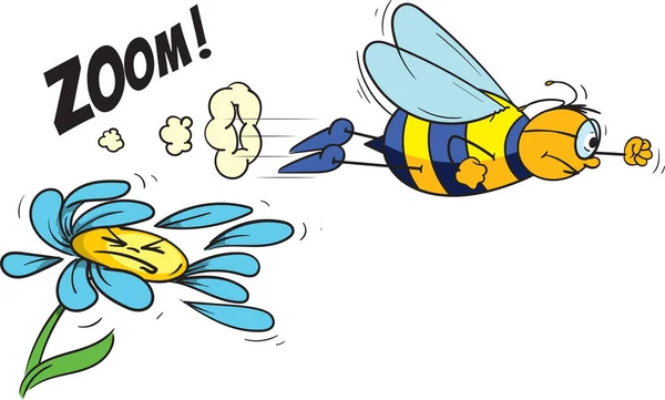 Vector Cartoon Illustration Funny Bumblebee Flying Superman — ストックベクタ