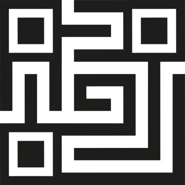 Teknolojik bir labirent olarak vektör illüstrasyon QR Kodu.