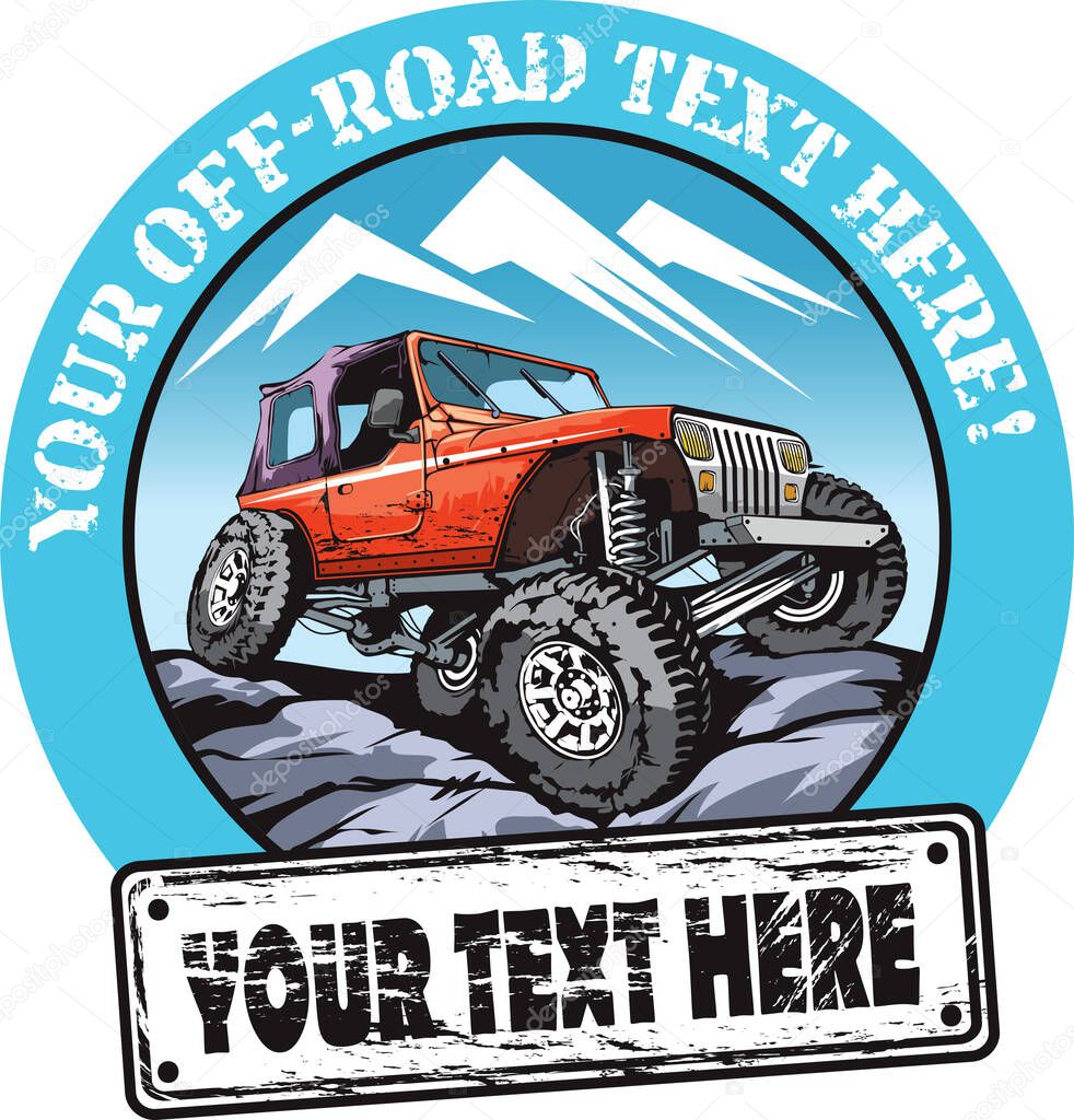 Cartoon style off-road vehicle suitable for logo design.