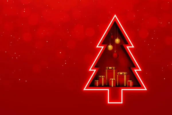 Mutlu Noeller Mutlu Yıllar Konsepti Arkaplanda Hediye Kutusu Kırmızı Arka — Stok fotoğraf