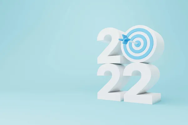 Новорічна Резолюція 2022 Року Досягнення Мети Амбіції Спрямовані Успіх Дартборд — стокове фото