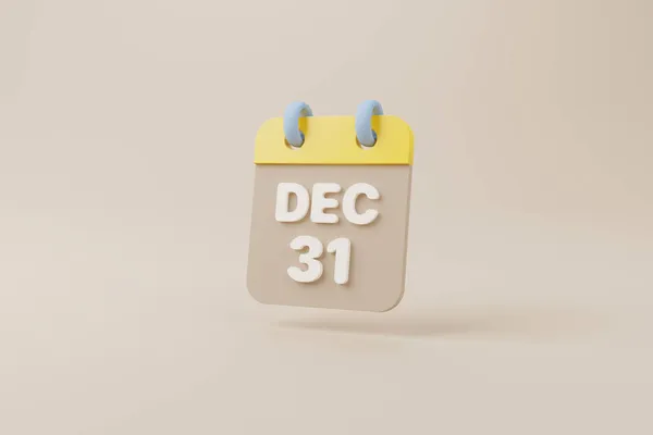 Calendario Mínimo Diseño Simple Fecha Diciembre Sobre Fondo Marrón Ilustración —  Fotos de Stock