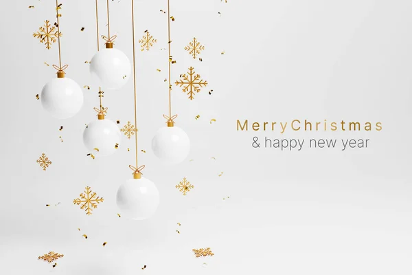 Веселого Різдва Щасливого Нового Року Концепції Біла Різдвяна Кулькова Прикраса — стокове фото