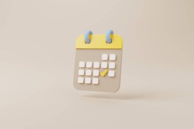 Takvim bitiş tarihi ya da olay anımsatıcı simgesi uyarısı. 3d resimleme