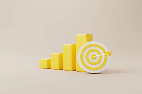Növekvő Sárga Grafikon Sáv Dartboard Nyíl Háttérben Vállalkozásfejlesztés Siker Növekvő — Stock Fotó