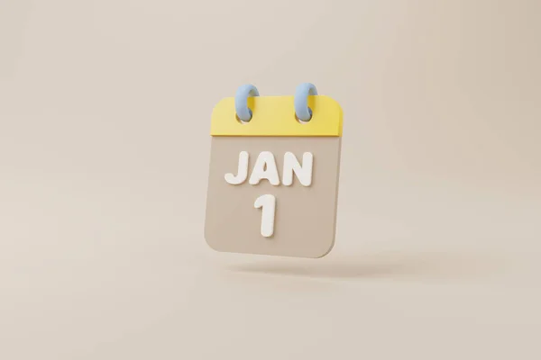 Calendar Minimal Simple Design Date January Brown Background Rendering Illustration — Fotografia de Stock