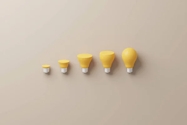 Vista Superior Crescimento Amarelo Lâmpada Conceito Ideia Criativa Inovação Único — Fotografia de Stock