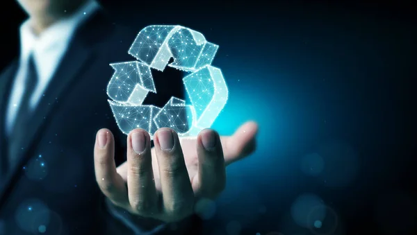 Reutilizar Reducir Reciclar Concepto Icono Mano Reciclar Wireframe — Foto de Stock