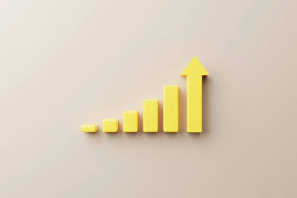 Rosnący Żółty Pasek Wykresu Znakiem Strzałki Tle Rozwój Biznesu Sukcesu — Zdjęcie stockowe