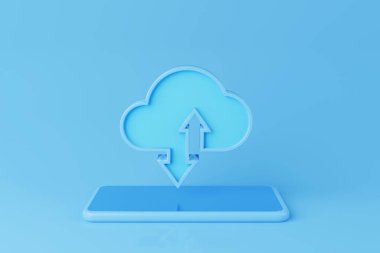 Bulut hesaplama konsepti. Teknoloji veri merkezi bulut hizmetinde. 3d resimleme