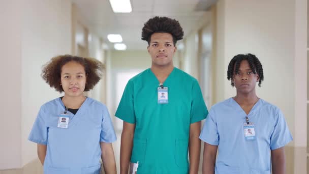 Groupe Noir Personnes Équipe Médicale Personnel Médical Hôpital Médecin Infirmière — Video