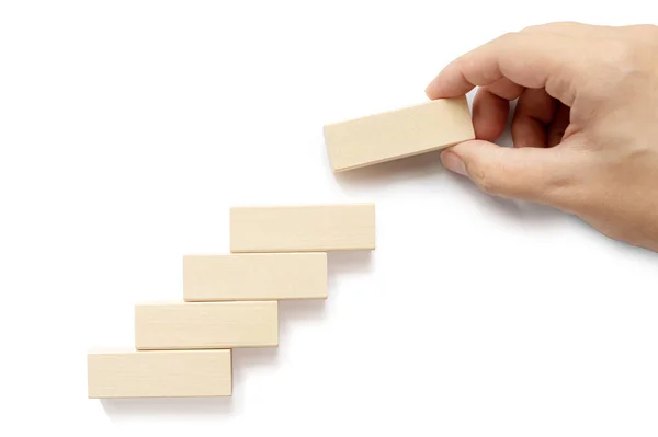 Ladder Career Path Business Growth Success Process Concept Hand Arranging — Fotografia de Stock