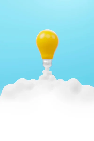 Kreativ Denkende Ideen Und Innovationskonzept Rakete Glühbirne Fliegt Auf Hintergrund — Stockfoto