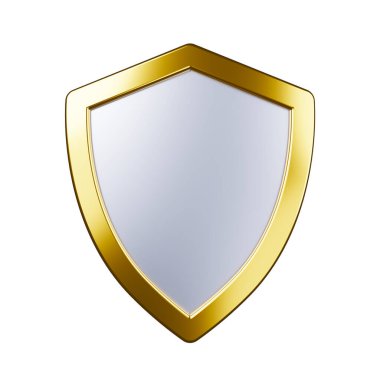 Koruma kalkanı konsepti. Güvenlik rozeti renk simgesi. Güvenlik etiketi. Savunma koruma işareti. 3d illüstrasyon