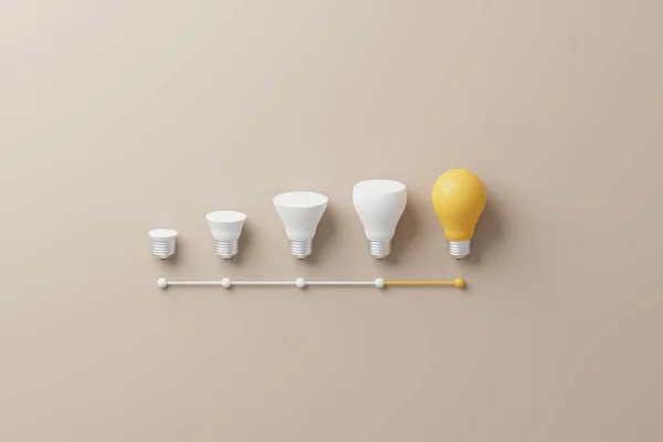 Light Bulb Yellow Growthing Outstanding Lightbulb White Background Concept Creative — Foto Stock