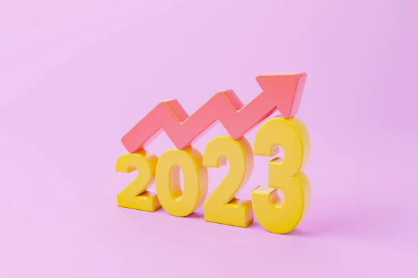 Arrow Sign Growth Moving 2023 Year Calendar Date Light Blue — Stock Photo, Image