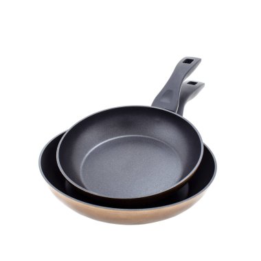 İki beyaz arka plan üzerinde izole tavalar