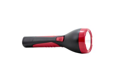 Beyaz arkaplanda kırmızı el feneri izole edildi