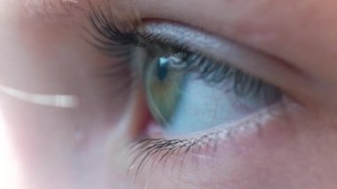  A close-up of a child's eye. A child looking into the far distance. Macro shot