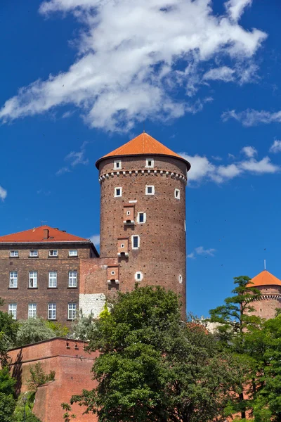 Vista sobre el castillo real de Wawel con torre sandomierska en Cracovia en Polonia — Foto de Stock