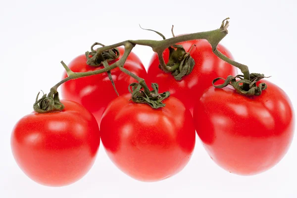 成熟的红番茄，白色背景上孤立的组 — 图库照片