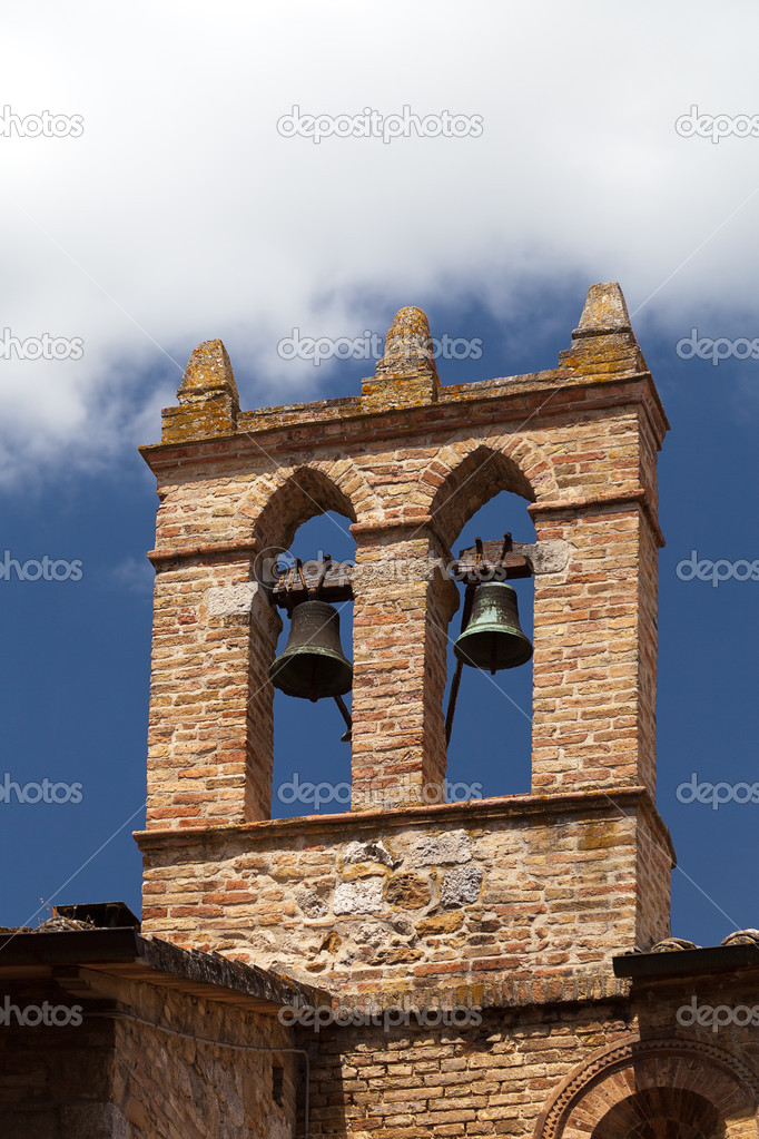 View on some of famous towerwith bells in San Gimignano in Toscany in italy