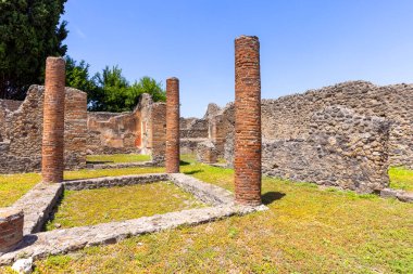 Napoli, Pompei, İtalya yakınlarındaki M.S. 79 'da Vesuvius volkanının patlaması sonucu yok olan antik bir şehrin kalıntıları..