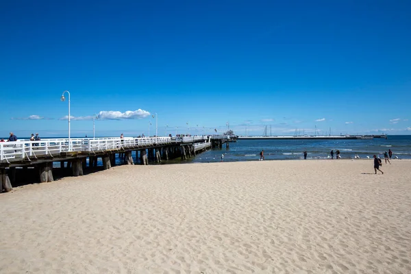 Sopot Polonia Junio 2018 Muelle Madera Sopot Día Soleado Vista — Foto de Stock