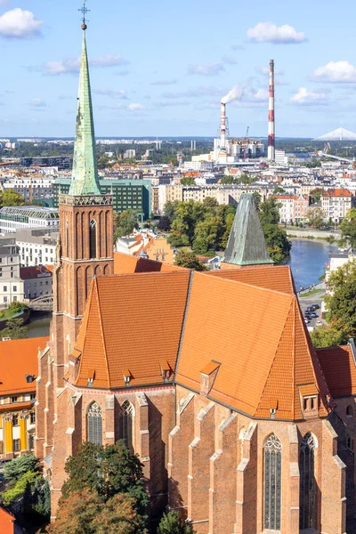 Вроцлав Польша Сентября 2021 Года Воздушный Вид Коллегиальную Церковь Святого — стоковое фото