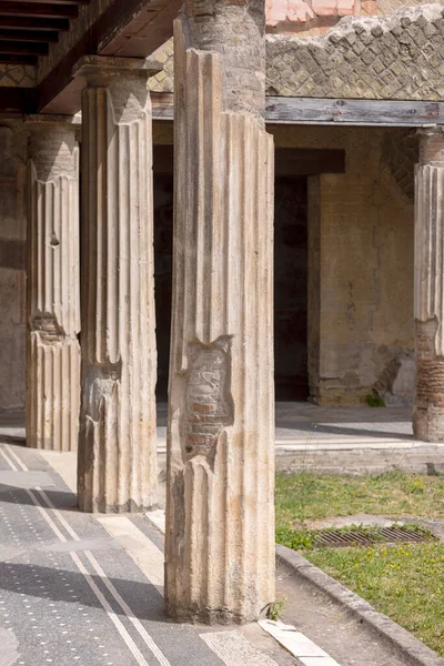 Napoli Ercolano Arkeoloji Parkı Herculaneum Talya Yakınlarındaki Vesuvius Volkanının Patlaması — Stok fotoğraf