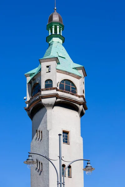 Leuchtturm Von Sopot Navigationsschild Der Polnischen Ostseeküste Neben Der Seebrücke — Stockfoto