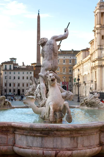 Rome Italy October 2020 16Th Century Fountain Neptune Fontana Del — Stock Photo, Image