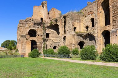 Palatine Hill, birkaç önemli antik binanın kalıntılarının manzarası. Palatine Tepesi, Roma 'nın yedi tepesinin en merkezidir ve Roma, İtalya' nın en eski bölgelerinden biridir.