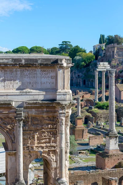 Roma Talya Ekim 2020 Forum Romanum Septimius Severus Kemeri Nin — Stok fotoğraf
