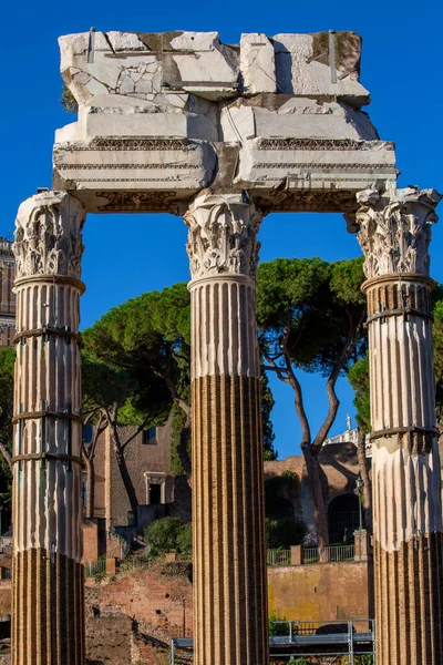 Forum Caesar Foro Cesare Part Forum Romanum View Ruins Temple — Stock Photo, Image