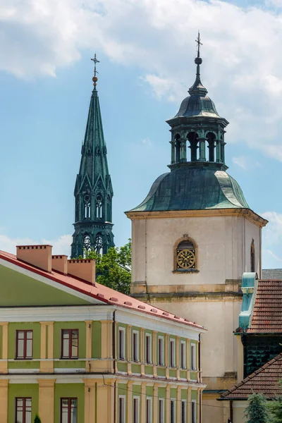 Άποψη Της Sandomierska Bell Tower Και Sandomierz Cathedral Sandomierz Πολωνία — Φωτογραφία Αρχείου