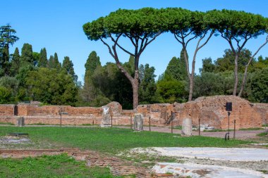 Palatine Hill, birkaç önemli antik binanın kalıntılarının manzarası. Palatine Tepesi, Roma 'nın yedi tepesinin en merkezidir ve Roma, İtalya' nın en eski bölgelerinden biridir.