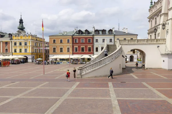 Zamosc Poland May 2022 View Main Square Colorful Tenement Houses — Stock Photo, Image