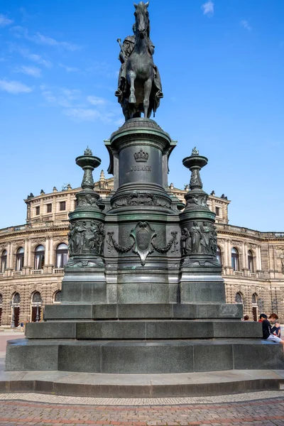 Dresden Alemanha Setembro 2020 Estátua Equestre Rei Jan Wettin Frente — Fotografia de Stock