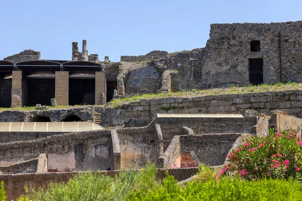 公元79年 意大利庞培那不勒斯附近的维苏威火山喷发 摧毁了一座古城的废墟 — 图库照片