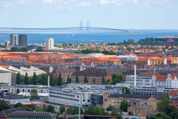 Copenhagen Denmark June 2019 Aerial View City Oresund Bridge Railway — стоковое фото